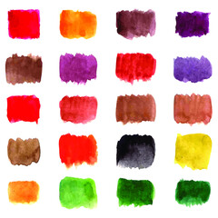 Hand drawn Colorful watercolor brush strokes collection