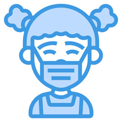 Girl blue line icon