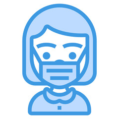 Girl blue line icon