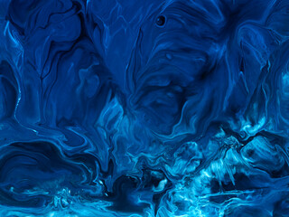 Blue marble abstract hand painted background.