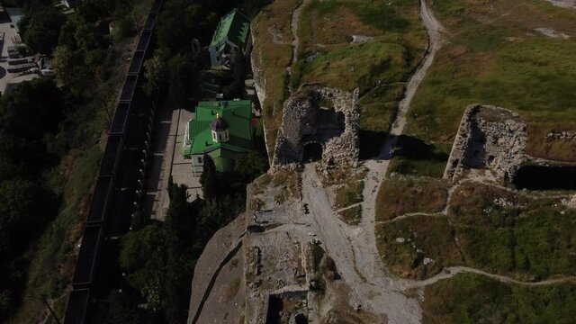  Flight over the Cave Monastery of St. Clement and the fortress in Crimea.