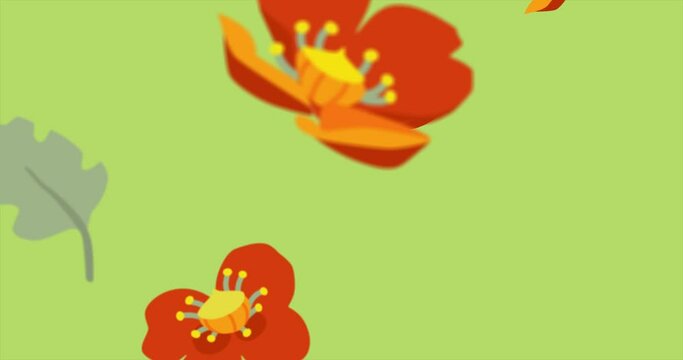 2d animation. Lively floral background. Beautiful flower animation.