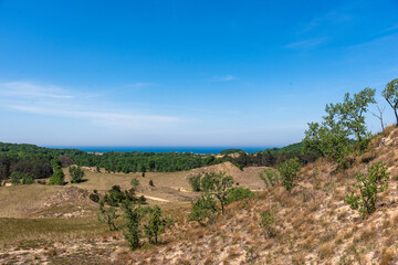 Fototapeta premium Landscape of Blue Sky over Lake Michigan