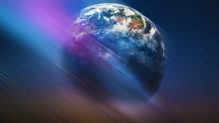 earth globe among space cosmos futuristic illustration
