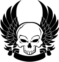 skull with wings tattoo design