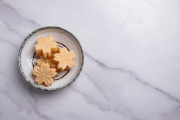 dessert coffee jelly in cup on marble background