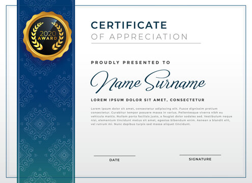 stylish modern elegant certificate of achievement award template design vector illustration