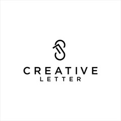 sj logo design, js letter vector with simple line template