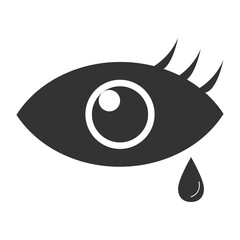 watering eyes, eye with tear vector icon