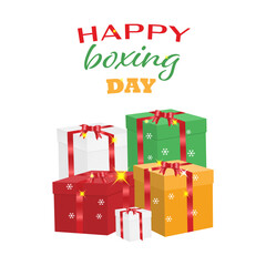 Happy boxing day. Vector illustration isolated on white background. Poster, banner, template for further design.