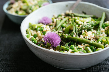 Spring Salad with Asparagus, Peas and Pearl Couscous
