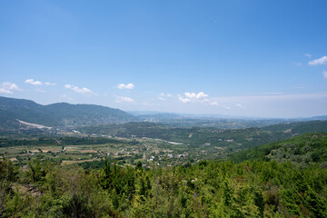 Fototapeta na wymiar Albania highland views, valley Tirana city in horizon