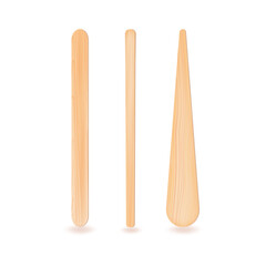 Realistic 3D wooden, or plastic sticks.For ice cream or frozen juice, covid test or medical throat examination.