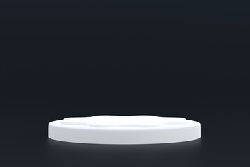 Product stand, Podium minimal on Black background for cosmetic product presentation.