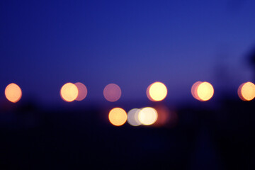 blur bokeh sky at sunset and lamp background.
