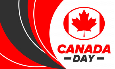 Happy Canada Day. National holiday, celebrated annual in July 1. Canadian flag. Maple leaf. Patriotic symbol and elements. Poster, card, banner and background. Vector illustration