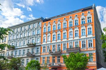 Obraz premium beautiful and restored houses in a street in Berlin