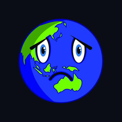 sad globe character vector illustration