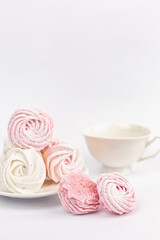 Obraz na płótnie Canvas marshmallow colored fruit pink white sweet dessert