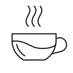 Isolated, lined vector icon of cup of hot drink.