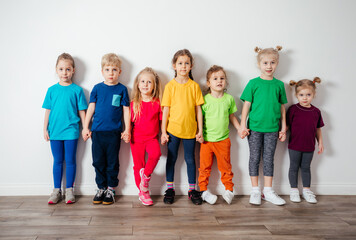 Group of preschool kids posing together, friendship concept