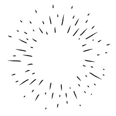 Doodle starburst. Hand drawn sun burst. Vector sketch illustration. Isolated on white background.