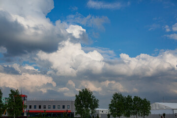 Cumulus clouds in the sky. Large white cloud.