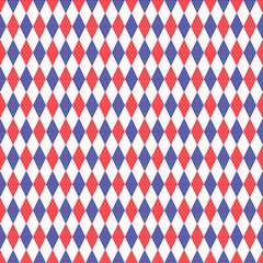 Obraz premium Red and blue diamond square pattern on white background, Abstract Vector Wallpaper, Seamless pattern background.