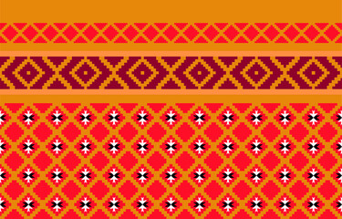 Geometric ethnic oriental ikat seamless pattern traditional design for background,wallpaper,clothing,wrapping,Batik,fabric,Vector illustration.embroidery style.