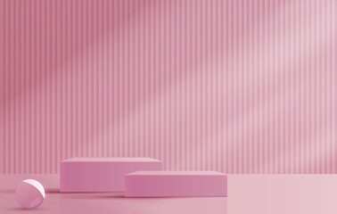 Cosmetic pink background and premium podium display for product presentation branding and packaging . studio stage with shadow of background. vector design