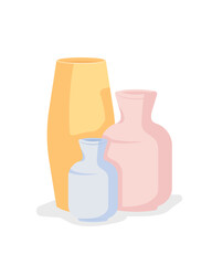 Handmade pottery vases semi flat color vector object. Ceramics courses. Professional-looking items. Pottery workshop isolated modern cartoon style illustration for graphic design and animation