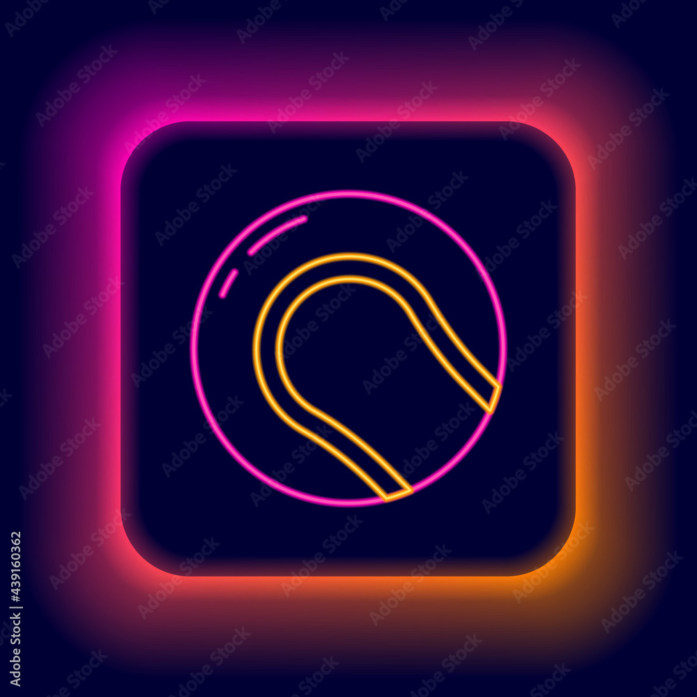 Sticker Glowing neon line Baseball ball icon isolated on black background. Colorful outline concept. Vector