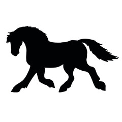 Fototapeta premium Vector hand drawn draft horse silhouette isolated on white background