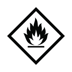 Flammable sign. Flame image. Hazard class 2 (gases), class 3 (liquid), class 4 (solid materials). Black vector sign. The danger.
