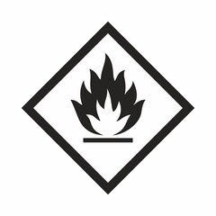 Flammable sign. Flame image. Hazard class 2 (gases), class 3 (liquid), class 4 (solid materials). Black raster sign. The danger.