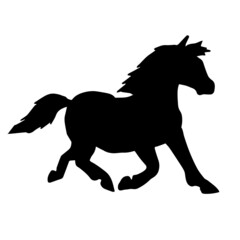 Fototapeta na wymiar Vector hand drawn pony horse silhouette isolated on white background