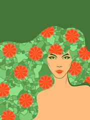 Woman with floral hair