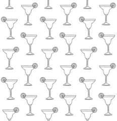 Vector seamless pattern of hand drawn doodle sketch margarita cocktail isolated on white background