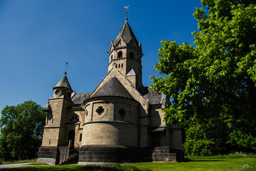 Fototapeta na wymiar The Church of the Redeemer in Mirbach on a sunny day