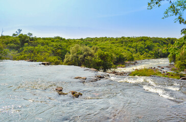 River in the Brazilian Tropical, Waterfall in the state of Parana in Brazil, Ato Piquiri