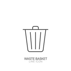 Waste basket outline vector icon. Editable stroke