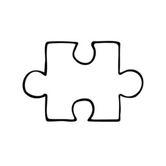 Vector hand drawn doodle sketch puzzle piece isolated on white background