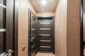 Russia, Moscow- May 29, 2020: interior room apartment modern bright cozy atmosphere. general cleaning, home decoration, room doors, renovation corridor lobby entrance hall