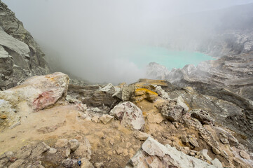 Ijen volcano in East Java, Indonesia