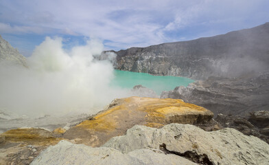 Ijen volcano in East Java, Indonesia