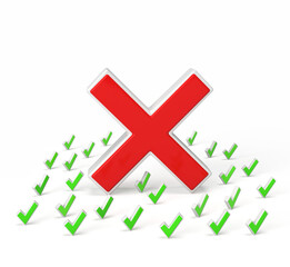 3D X Icon and small check