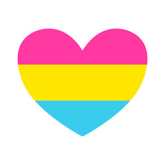 Vector flat pan sexual pansexual lgbt flag heart isolated on white background