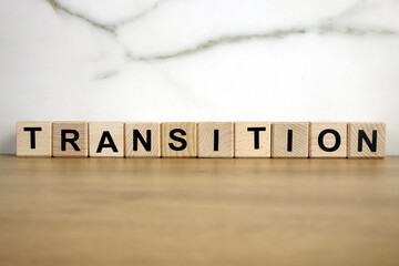 Transition word from wooden blocks