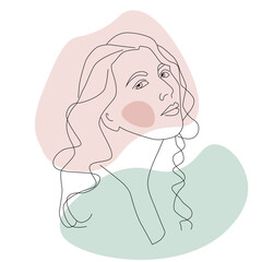 Linear portrait of a beautiful woman. Beauty industry, women's holiday. Vector