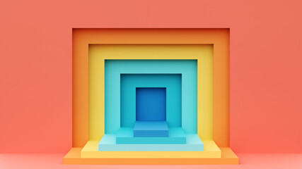 Empty platform. Colorful 3D illustration.